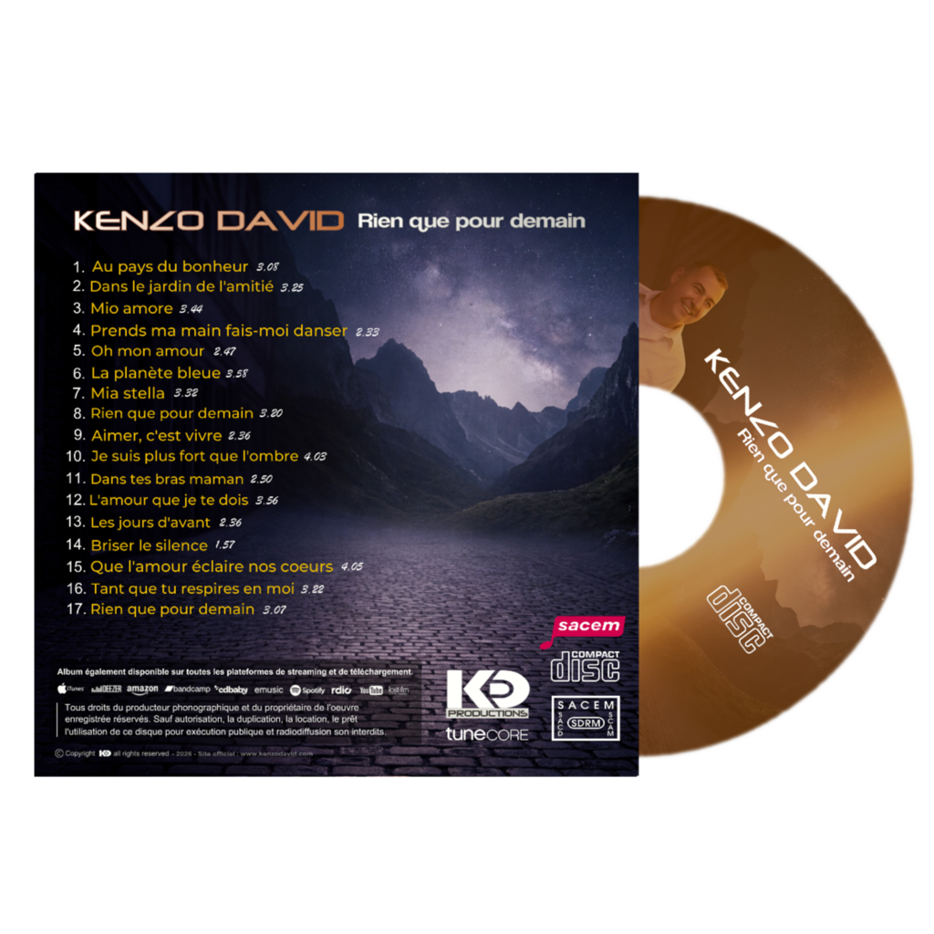 Précommande de l'album Rien que pour demain by Kenzo David